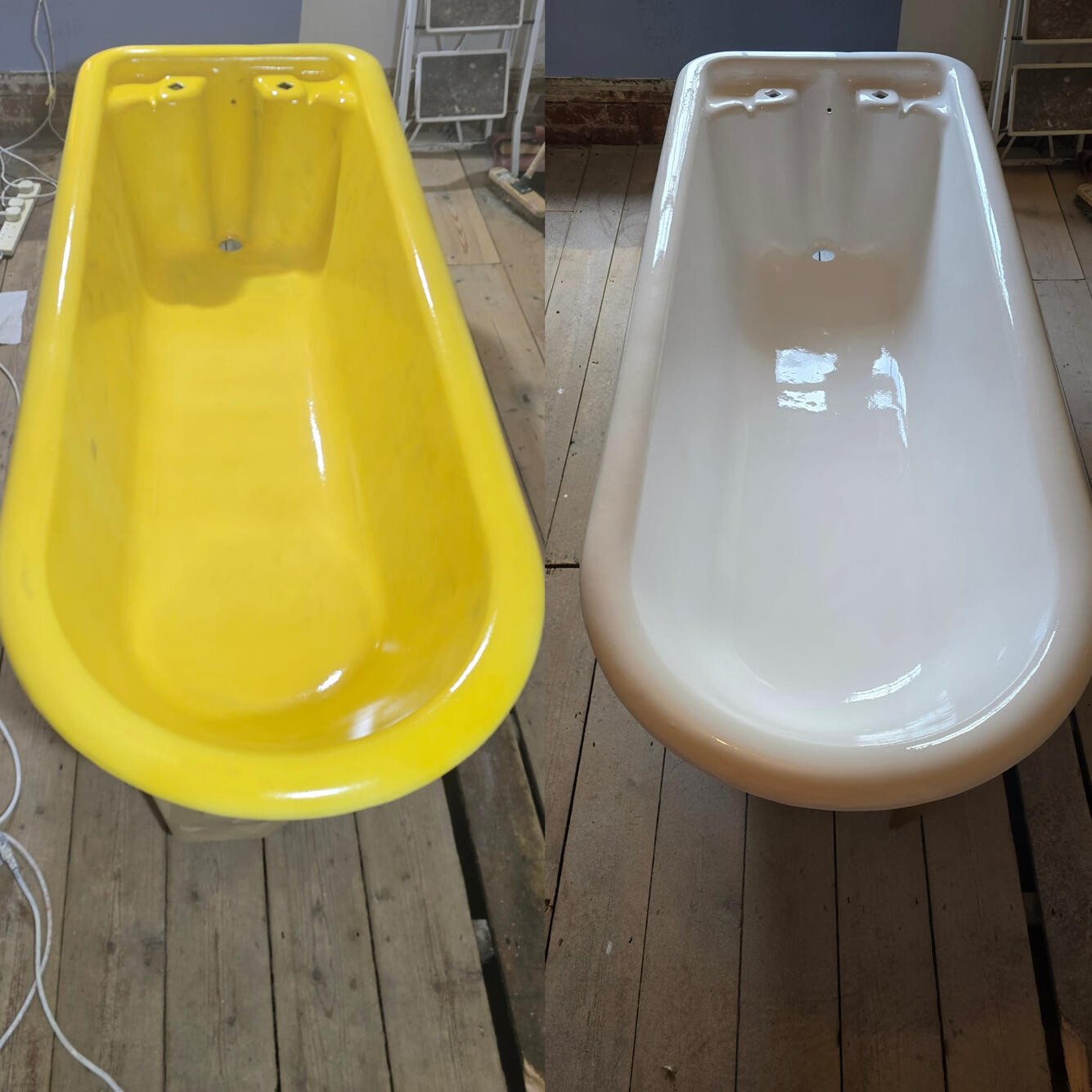 CAST IRON BATH RESURFACED OldBEFORE AND AFTER PHOTOS OF A CAST IRON ROLL TOP BATH RE-ENAMELLED IN Tettenhall, Wolverhampton